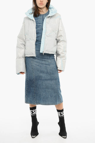 Solid-Color Puffer Jacket W-HIMSY with Zip Closure