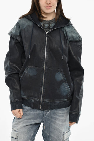 Denim Sweatshirt D-GIR-S Tie-Dye Effect With Hood