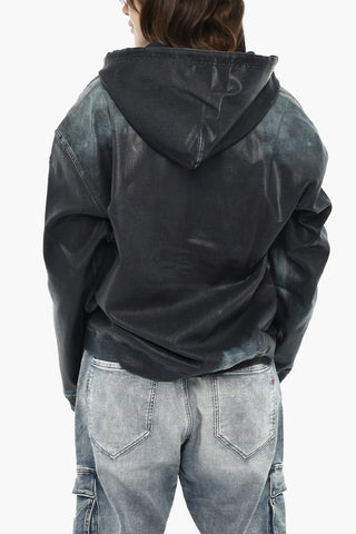 Denim Sweatshirt D-GIR-S Tie-Dye Effect With Hood