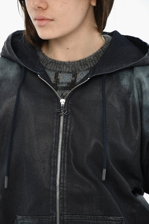 Denim Sweatshirt D-GIR-S Tie-Dye Effect With Hood