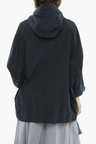 Solid-Color Windbreaker With Removable Hood
