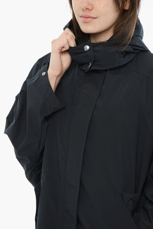 Solid-Color Windbreaker With Removable Hood