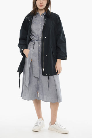 Solid-Color Windbreaker With Removable Hood