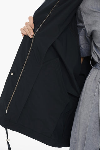 Solid-Color Windbreaker With Removable Hood