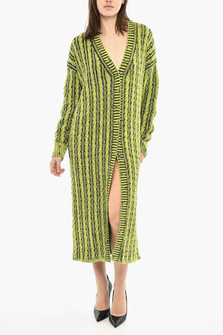 Maxi Dress M-PANAGIA With Crochet Cardigan And V-Neck
