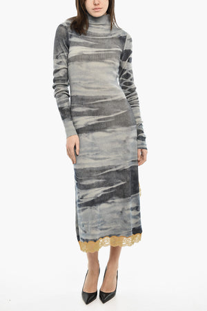 Knit Maxi Dress M-ARLENA with Lace Hem