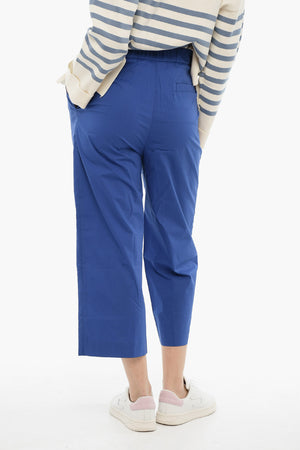 Cropped-Fit-Hose Aus Baumwollpopeline Mit Doppelten Bundfalten