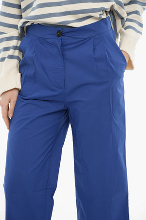 Cropped-Fit Cotton Poplin Trousers With Double Pleat
