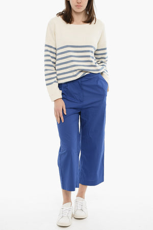 Cropped-Fit-Hose Aus Baumwollpopeline Mit Doppelten Bundfalten