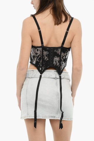 FENTY X RIHANNA Corsett-Top C-FISHNET Durchbrochen Mit Metallic-Effekt