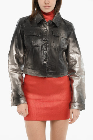 Metallic Jacket DE-SLIMMY with Logo Buttons
