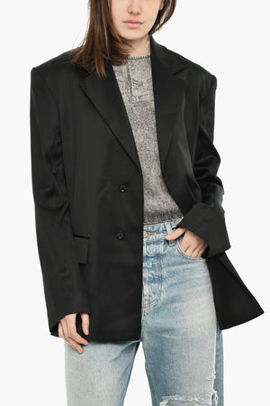 One-Button Satin Blazer G-KESSa With Flap Pockets