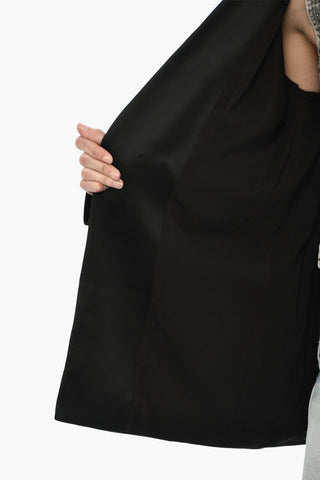 One-Button Satin Blazer G-KESSa With Flap Pockets