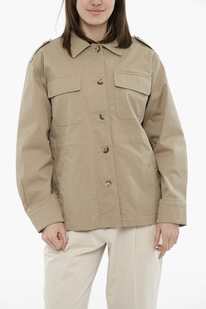 Solid-Color Stretch Cotton Overshirt