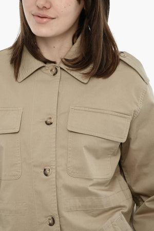 Solid-Color Stretch Cotton Overshirt