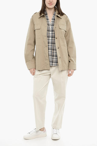Einfarbiges Overshirt aus Stretch-Baumwolle
