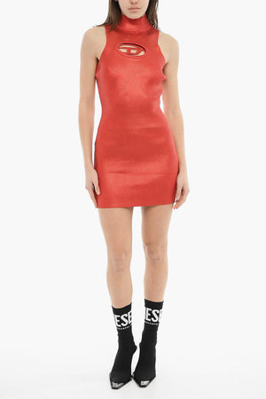 Ribbed Metallic Dress M-ARCEY with Monogram Cut-Out