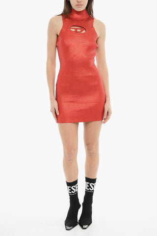 Geripptes Metallic-Kleid M-ARCEY mit Monogramm-Cut-out