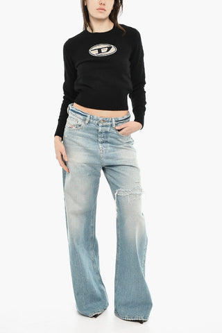 Rundhals-Top M-AREESA Cropped mit Monogramm-Ausschnitt