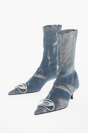 Denim Ankle Boots D-VENU with Front Monogram 5.5cm