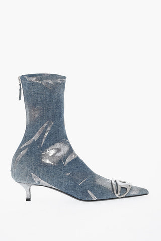 Denim Ankle Boots D-VENU with Front Monogram 5.5cm