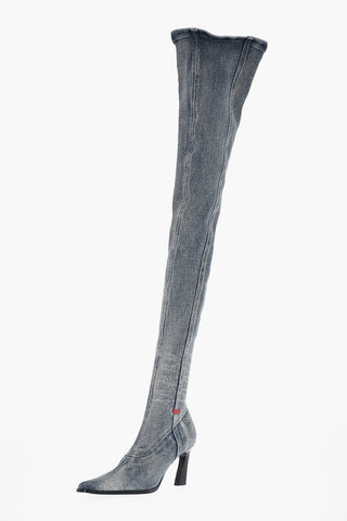 데님 하이 부츠 D-ALLAS HB 뾰족 앞코 8cm