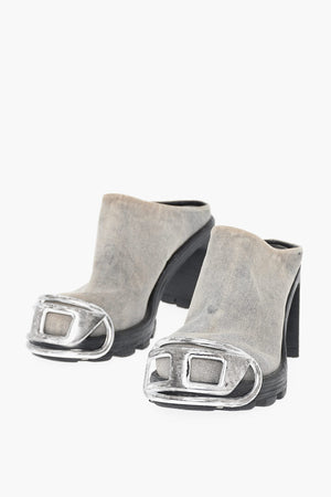 Denim Clogs D-HAMMER with Oval-D Metal Logo and 10cm Heel