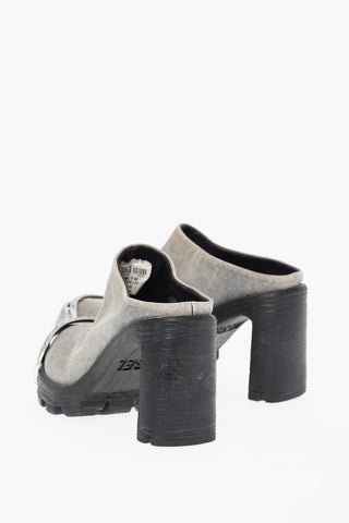 Denim Clogs D-HAMMER with Oval-D Metal Logo and 10cm Heel