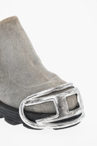 Denim Clogs D-HAMMER with Oval-D Metal Logo and 10cm Heel