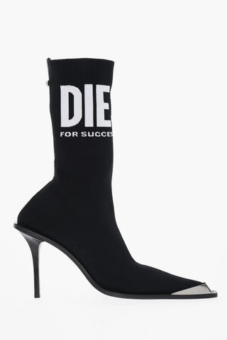 Sock-Stiefeletten D-TONA aus Textil mit kontrastierendem Logo und 10cm Metallspitze