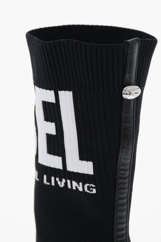 Sock-Stiefeletten D-TONA aus Textil mit kontrastierendem Logo und 10cm Metallspitze