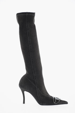 Denim-Stiefel D-VENUS mit spitzer Spitze und 10 cm Absatz