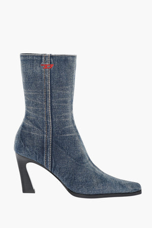 Denim Ankle Boots D-ALLAS with Side Zip and 8cm Heel