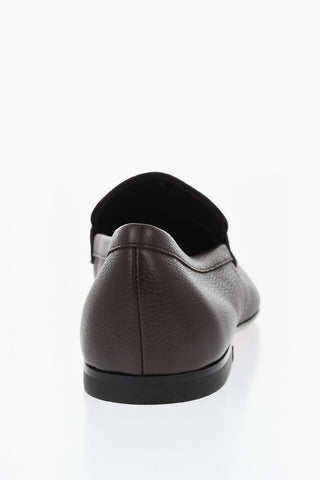 Hammered Leather Penny Loafers with Leather Sole