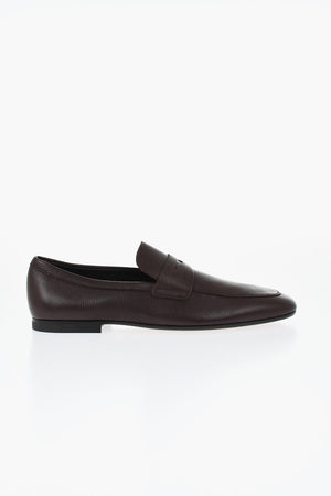 Hammered Leather Penny Loafers with Leather Sole