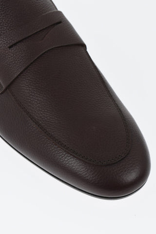Hammered Leather Penny Loafers with Leather Sole