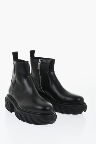 Leather Ankle Boots with 5cm Internal Zip