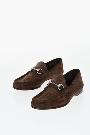 Mocassini in Suede Goffrato Motivo Monogram