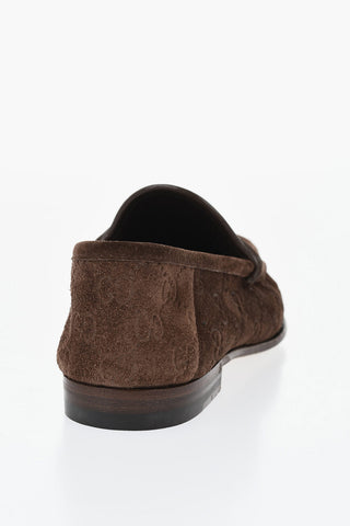 Mocassini in Suede Goffrato Motivo Monogram