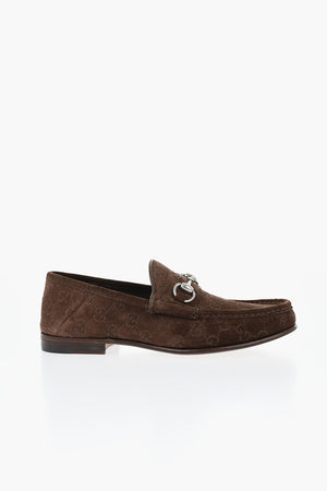 Mocassini in Suede Goffrato Motivo Monogram