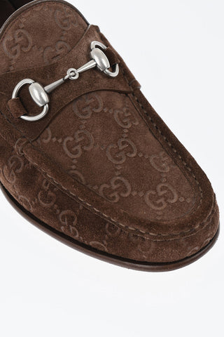 Suede Embossed Loafers With Monogram Pattern