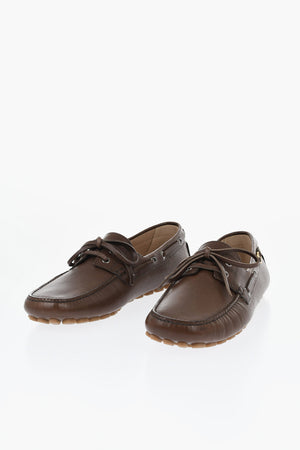 Hammered Leather Loafers with Laced Detail