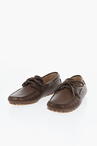 Hammered Leather Loafers with Laced Detail