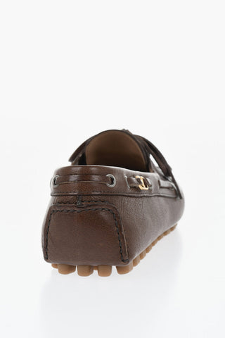 Hammered Leather Loafers with Laced Detail