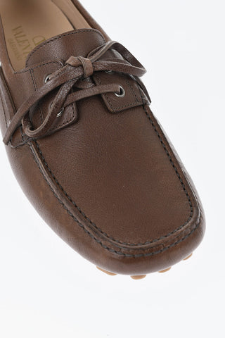 Hammered Leather Loafers with Laced Detail