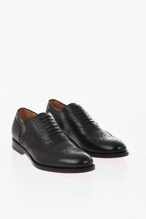 Leather Brogue Derby Shoes with Leather Sole
