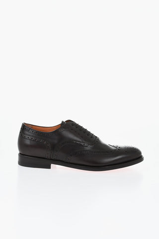 Scarpe Derby Brogue in Pelle con Suola in Cuoio
