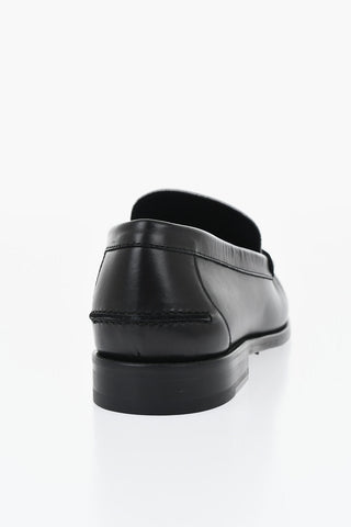 Two-Tone Leather Moccasins with Logo Bit