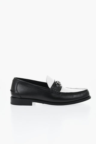 Two-Tone Leather Moccasins with Logo Bit