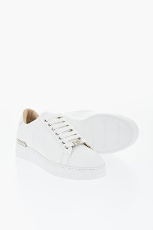 Niedrige Sneaker HEXAGON aus Leder mit Ton-in-Ton-Logo